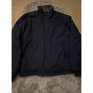 L.L. Bean Men's Large Fleece Lined Nylon Bomber Jacket Navy‎ Blue Full Zip